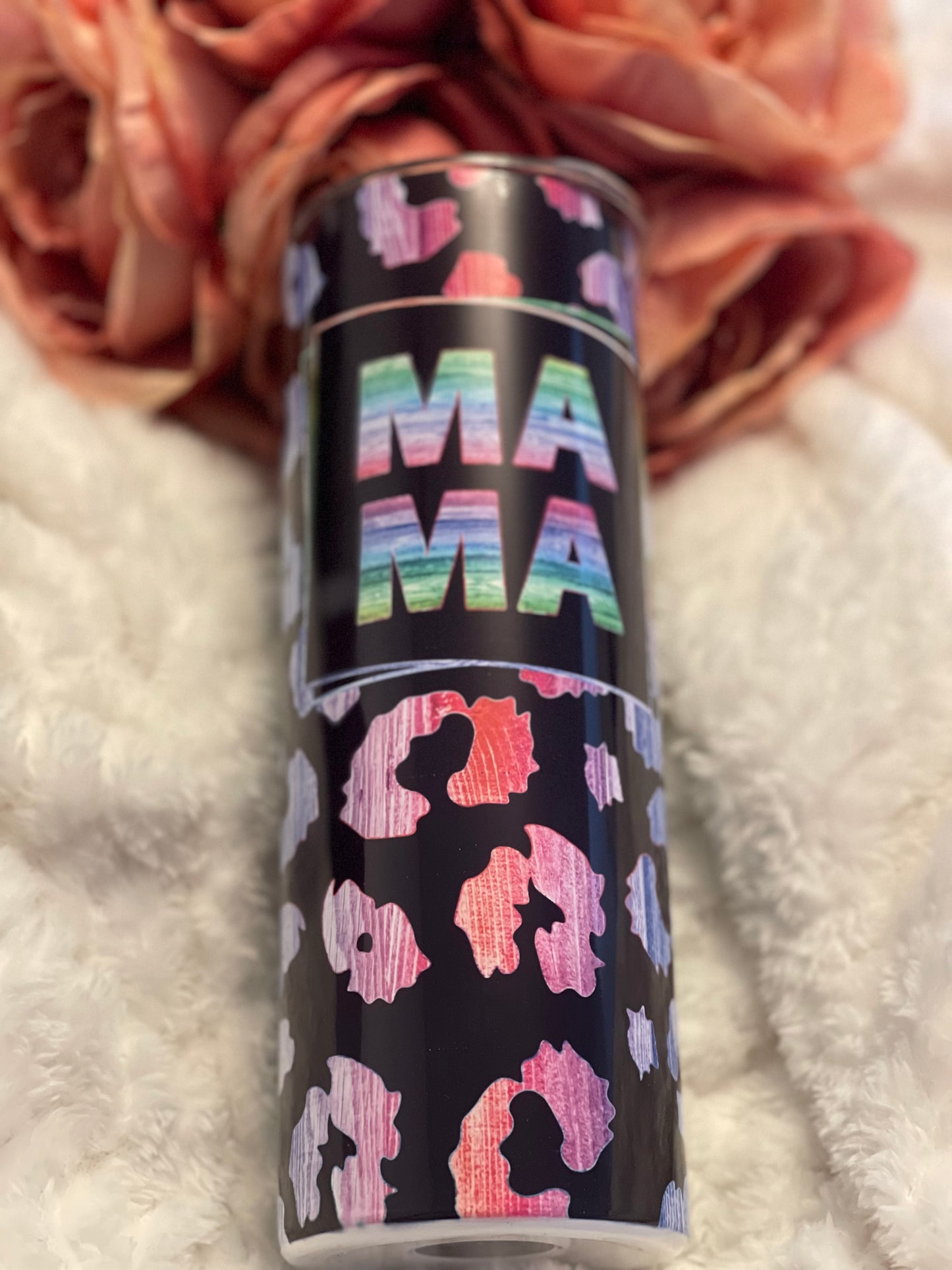 MAMA leopard print tumbler