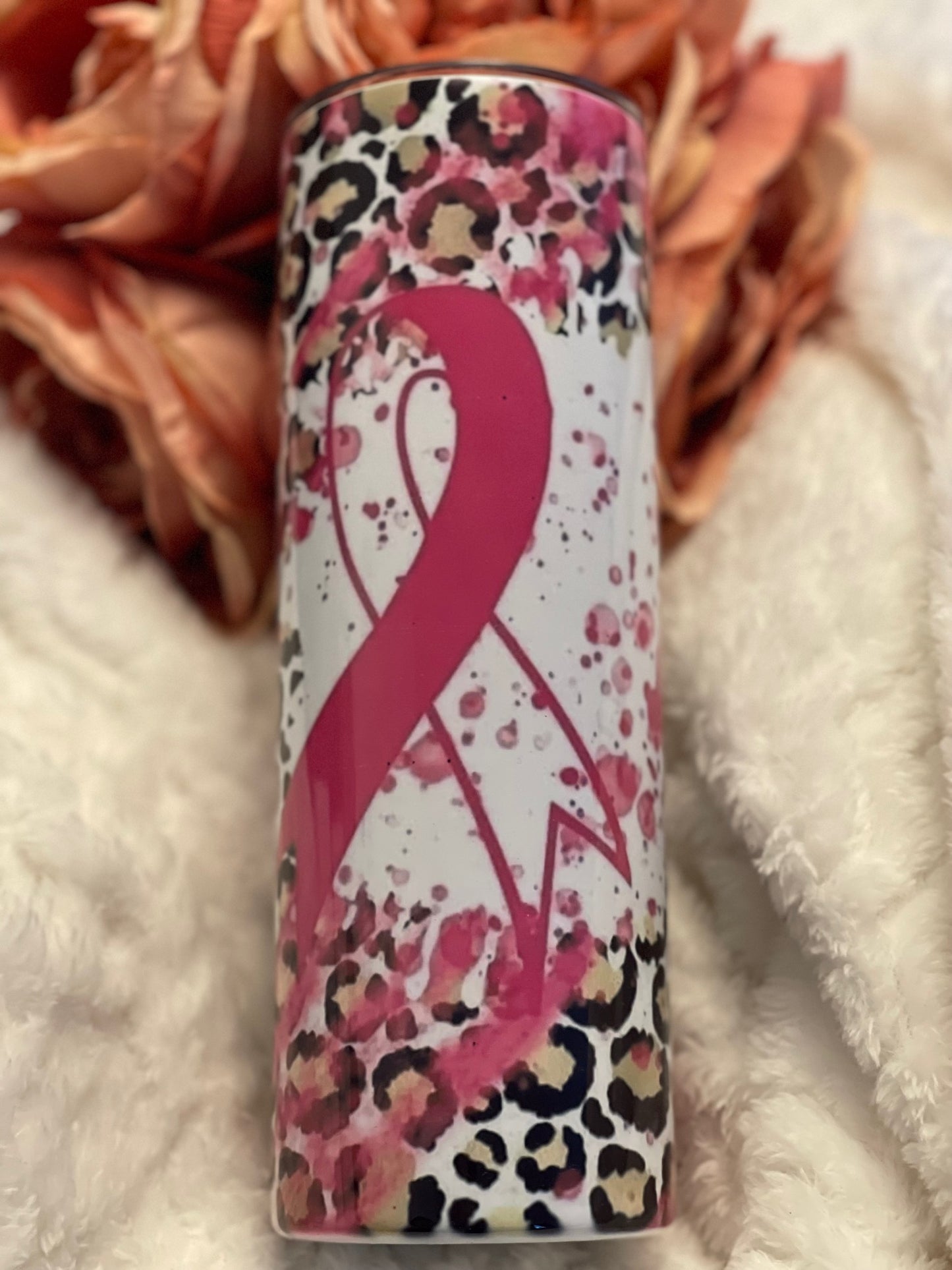 breast cancer leopard tumbler